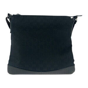 Gucci Messenger Bag Shoulder Leather Canvas Black GG